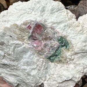 Artisan Stone with Natural Watermelon Tourmaline on mica-like matrix